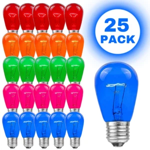 25 Pack E26 Replacement Light Bulbs 11W S14 Colorful Edison Bulbs For LED String - Picture 1 of 10