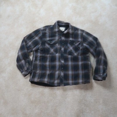 Boston Traders Flannel Shirt Jacket Men's XLarge Fleece lined Distressed Plaid - Image 1 of 4