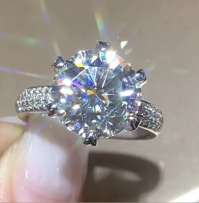 Certified 4.80 Ct Round Cut White Diamond Statement Ring In 14k White Gold - Image 1 of 4