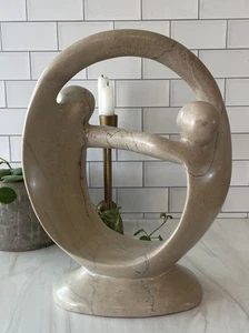 VTG Marble Modern Sculpture Ying Yang Smooth 12 3/4” X 10” Mid Century Unmarked - Picture 1 of 12