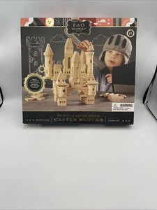 FAO Schwarz 75 Piece CASTLE BLOCKS Solid Wood Classic Building Set NEW - Picture 1 of 2