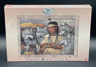 Karl Bang VTG Silver Collection 1000 pc Puzzle NEW SEALED Native American Wolves - Image 1 of 4