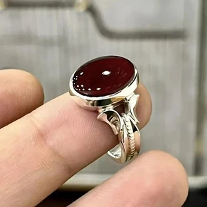 Natural Yemeni Agate Ring For Men, 925 Sterling Silver Aqeeq ring, Gift For Him - Picture 1 of 5