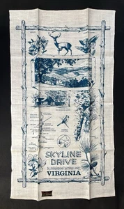 Kay Dee Handprints 100% Linen Dish Towel Skyline Drive Shenandoah Virginia Blue - Picture 1 of 7