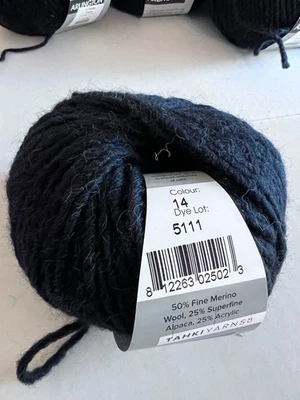 Takhi Yarns,NEW,12skeins, ARLINGTON, anthracite,#14,Merino/Alpaca,50g/82yds - Image 1 of 4