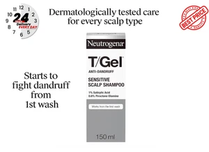 Neutrogena T/Gel Anti-Dandruff Shampoo for Sensitive Scalp 150ML UK - Picture 1 of 8