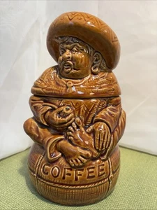Vintage Sadler Coffee Jar Mexican Man Brown Glazed Kitchen Storage Pot - Picture 1 of 14