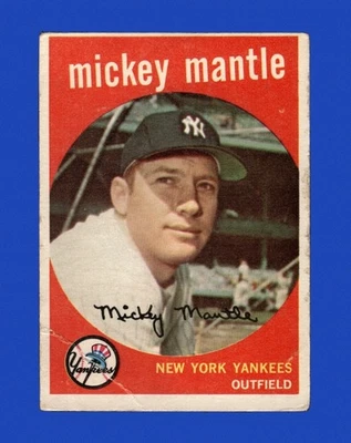 1959 Topps Set-Break #10 Mickey Mantle baja calidad (arruga) *GMCARDS* Foto 1 de 2