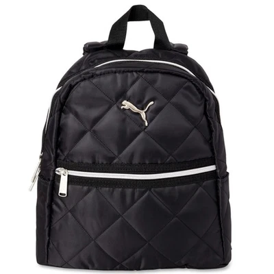 Mini mochila acolchoada orbital PUMA preta prata logotipo bolsa pequena bolsa viagem - Imagem 1 de 4