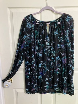 Jennifer Lopez Ladies Top with Sheer Long Sleeves Size- 1x Multi Color - Image 1 of 4