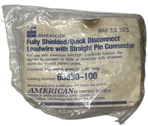 Vintage 1975 American Hospital Fully Shielded Leadwire 65330-100 40 Inch Green - Picture 1 of 8
