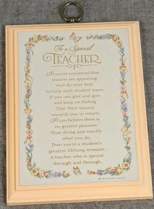 Vintage 1980 Hallmark Plaque To A Special Teacher Pink Salmon Floral DE9050 - Picture 1 of 8