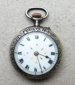 NO RESERVE HM1911 Ladies Swiss Silver Pocket Fob Watch Vintage - Picture 1 of 6
