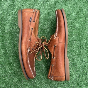 Polo Ralph Lauren Bienne Shoes Mens Size 10D Brown Leather Boat Moc Toe Casual - Picture 1 of 6