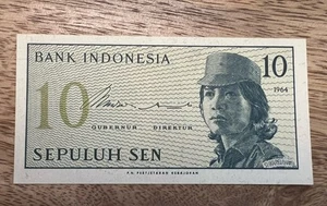 Bank Of Indonesia Bill 🇮🇩 Crisp 1964 10 Sen Sepuluh Banknote - Picture 1 of 4