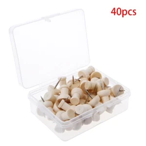40 Pcs Wooden Thumbtack for Creative Decorative Drawing Push Pins for Head - Picture 1 of 8
