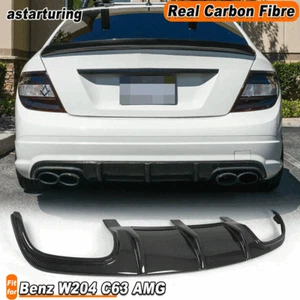 For Mercedes Benz W204 C63 AMG Sedan 09-11 REAL CARBON Rear Bumper Diffuser Lip - Picture 1 of 11