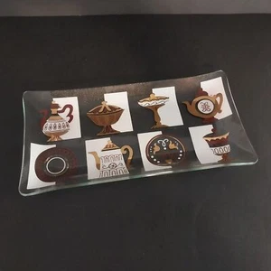 Vintage Inland Glas Serviertablett MCM Gold und Weiß - Bild 1 von 5