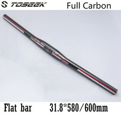 Carbon 3K MTB Mountain Road fixie Bike Flat bar Bicycle Handlebar 31.8*580/600mm - Image 1 of 4