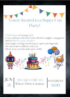 Personalized Children Birthday Party Invitations - High Glossy A5 Prints - Gift - Image 1 of 4