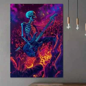 Skeleton Plays Guitar Poster sized 11"x17" Premium Glossy Photo Wall Art - Picture 1 of 3