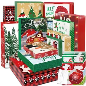 12 Pcs Christmas Gift Wrap Boxes with Lids for Shirts Robes Coats Sweaters - Picture 1 of 6