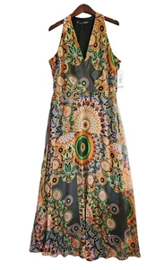 Chetta B Dress Womens 14 Floral Paisley Print Sleeveless Maxi Vtg 90s Y2K - Picture 1 of 9