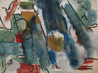 PINTURA AL ÓLEO DE HAROLD DAVIES EXPRESIONISTA AMERICANO LISTA ABSTRACTA MEDIADOS DE SIGLO Foto 1 de 4