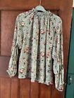NEW Zara Blouson Top size S Green, Embroidered Flowers, See-Through Material.