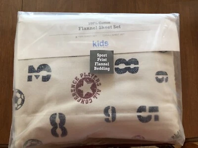 Eddie Bauer NWT 100% Cotton Flannel Twin Sheet  Set Sports Theme - Image 1 of 3