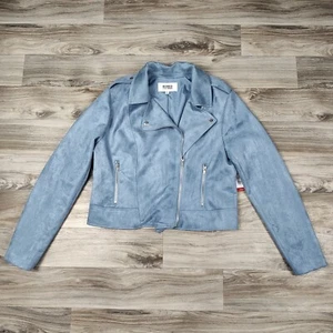 BB DAKOTA Blue Faux Suede Moto Jacket Size XL New With Tags - Picture 1 of 15