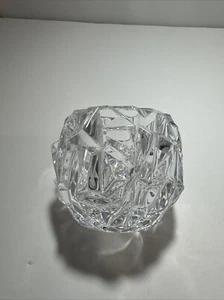 Tiffany & Co Crystal Votive Holder Rock Cut Discontinued Piece Blue Tiffany Box - Picture 1 of 4