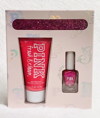 PINK Fresh & Clean Hand & Body Cream,Glitter Nail Polish/File Collector Gift Set - Image 1 of 2