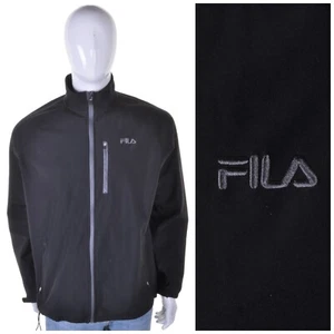 FILA Vintage Chaqueta Forrada de Lanza Impermeable L 90 Y2K Ropa Deportiva Abrigo Negro - Imagen 1 de 9