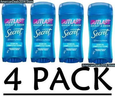4 PACK - Secret Outlast Clear Gel Deodorant, Completely Clean, 2.6oz EACH!! - Image 1 of 2