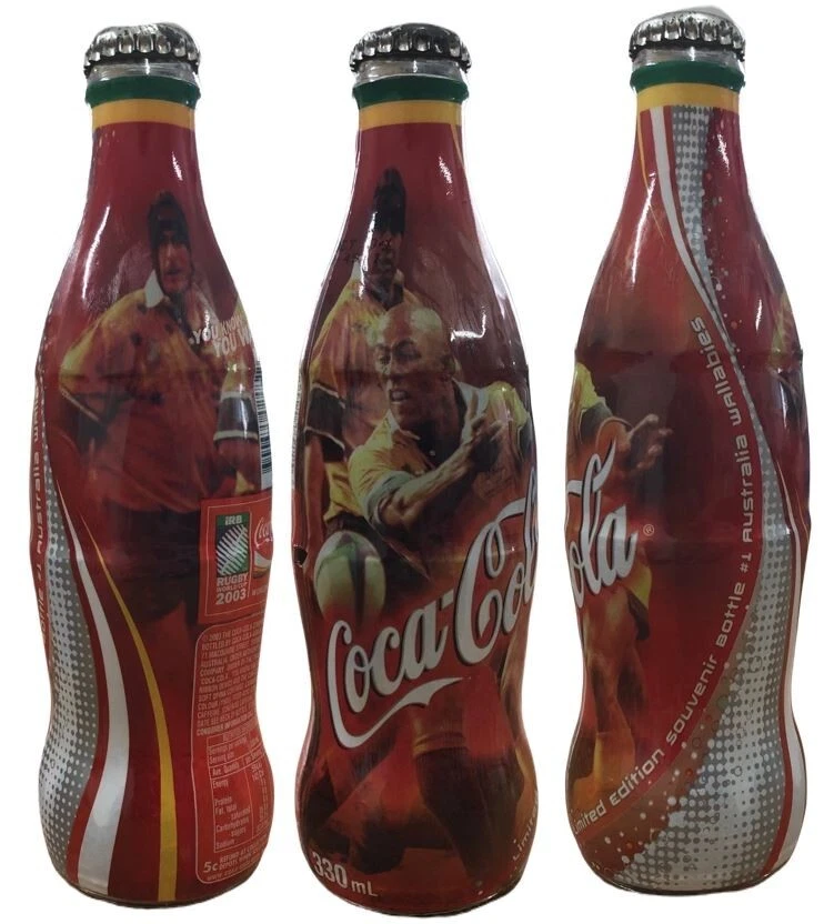 9160 COCA COLA RUGBY WORLD CUP 2003 #1 AUSTRALIA WALLABIES SOUVENIR GLASS BOTTLE - image 1 of 1