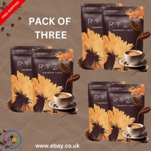 3X RYZE Mushroom Coffee, 6 Adaptogenic Mushrooms, USDA Organic, Instant Coffee - Picture 1 of 7