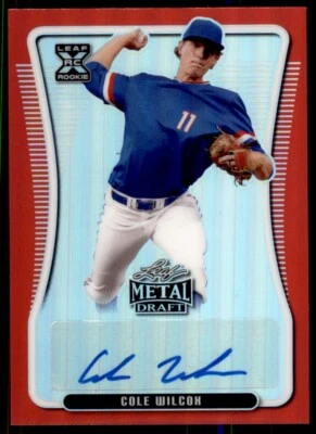 Cole Wilcox 2020 Leaf Metal Draft Red Rookie Refractor XRC RC Card Auto 3/5 - Image 1 of 2