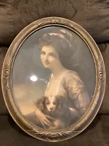 1916 George Romney Lady Hamilton Etching Oval Framed Picture Antique Vintage Art - Picture 1 of 9