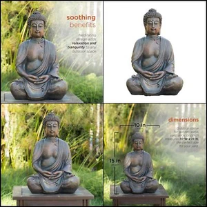 Buddha Statue For Home Decor Outdoor Meditation For Garden Zen Sculpture 15" US - Picture 1 of 10