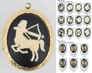 Gran medallón ovalado, signo del zodiaco y astrología cameos, con opciones de cadena deslizante - Imagen 1 de 5