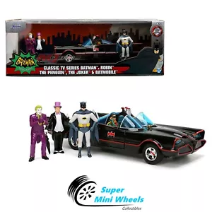 Jada 1:24 1966 Classic TV Series Batmobile w/ Batman, Robin, Penguin, & Joker - Picture 1 of 2