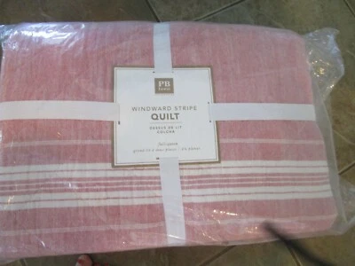 Pottery Barn Teen Windward stripe full queen quilt red  New with tags - Image 1 of 2