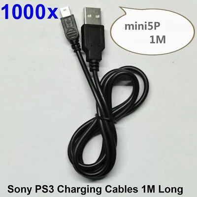 Lote 1000 piezas Cables de Carga de Datos USB de 1M para Controladores Sony PS3 Playstation 3 Foto 1 de 2