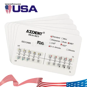 100Pack AZDENT Dental Orthodontic Brackets Braces Standard MBT 022 Hooks 3-4-5 - Picture 1 of 16