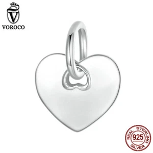 Voroco Trendy S925 Sterling Silver Heart Safety Beads Charm Fit Bracelets Gifts - Picture 1 of 12
