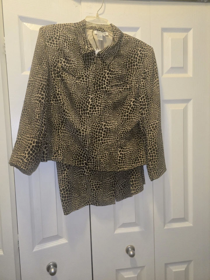 Traje Falda Allison Taylor Vintage Estampado Animal 100% Seda Talla L Foto 1 de 4