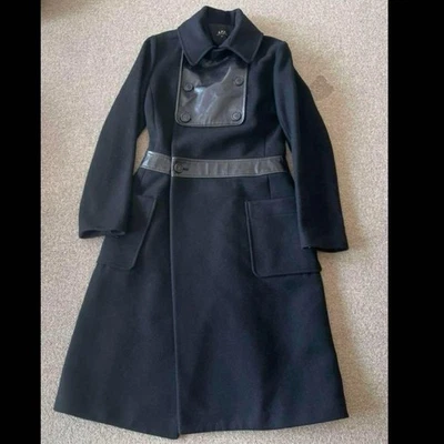 A.P.C. Wool Leather Trench Coat S Black Vintage Outerwear Excellent Condition - Image 1 of 4