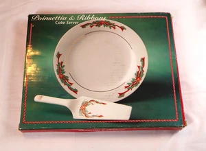 Vintage Kmart Weihnachten Weihnachtsstern & Bänder 10,5" Servierplatte & Spatel Set - Bild 1 von 9