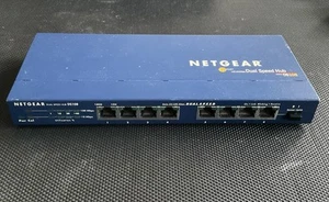 NETGEAR DS108 8-Port 10/100 Mbps Dual Speed Hub No Power Adapter Tested Working - Zdjęcie 1 z 2